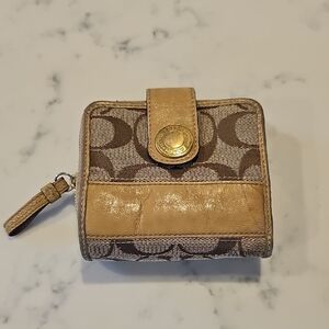 Coach Small Signature Wallet in Brown and Tan